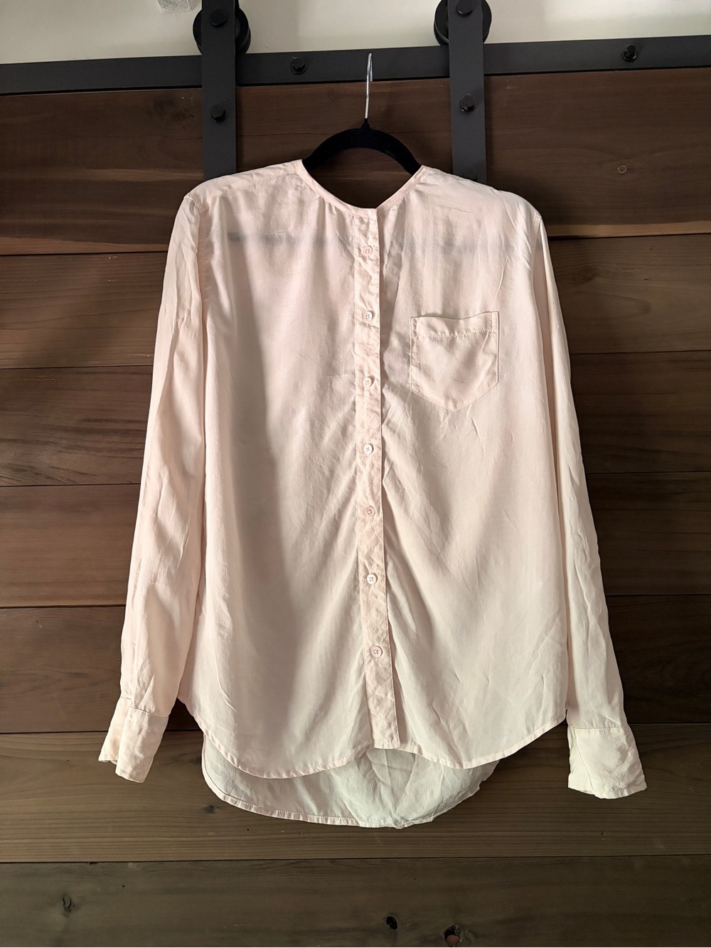 Equipment Long-Sleeve Collarless 100% Silk Shirt - Light/blush Pink